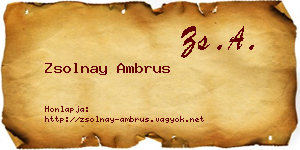 Zsolnay Ambrus névjegykártya